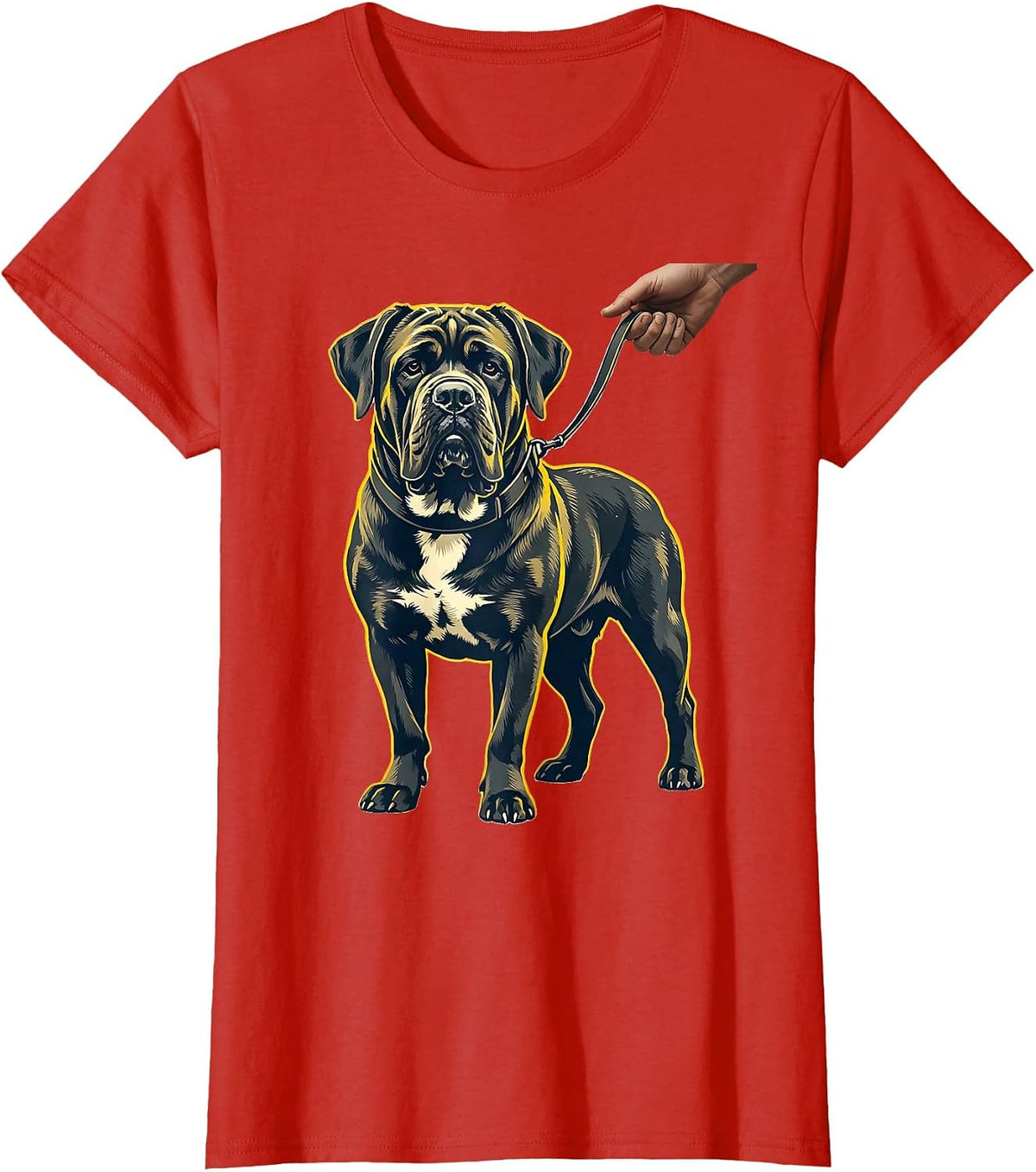 Women's Cane Corso Dog Stencil Graphic Dad Pet Lover T-Shirt - Red