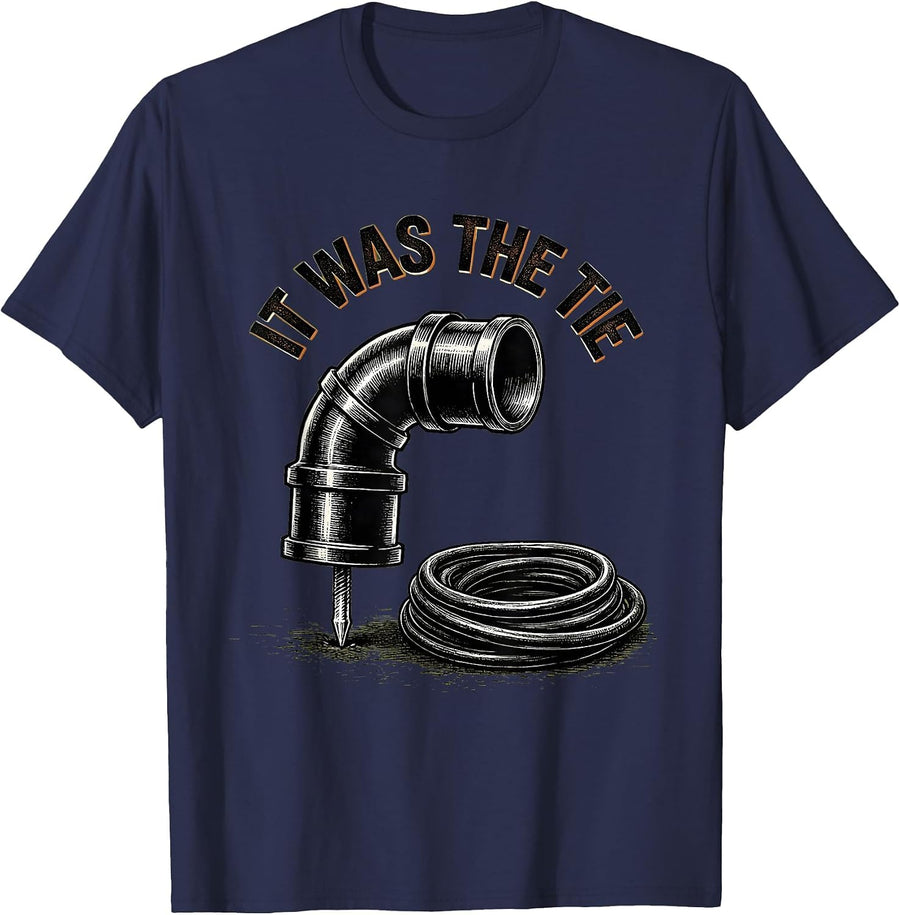 It Was The Tie Funny Electrician Retirement Humor T-Shirt - Navy Blue