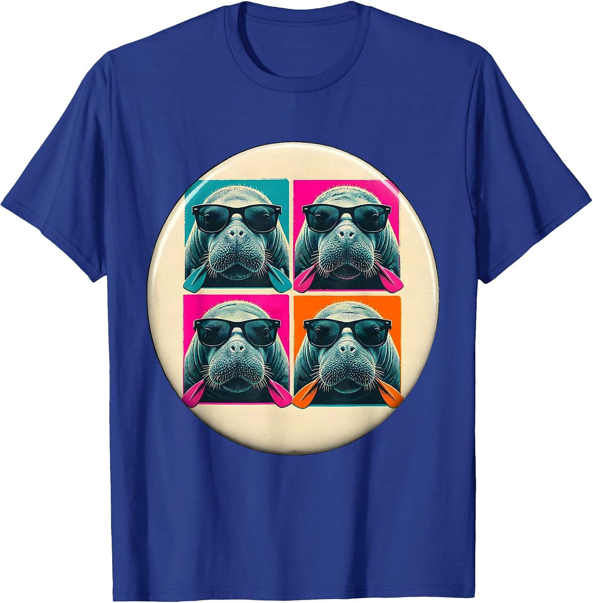 Men's Manatee Sunglasses Cute Sea Animal Humor T-Shirt - Royal Blue