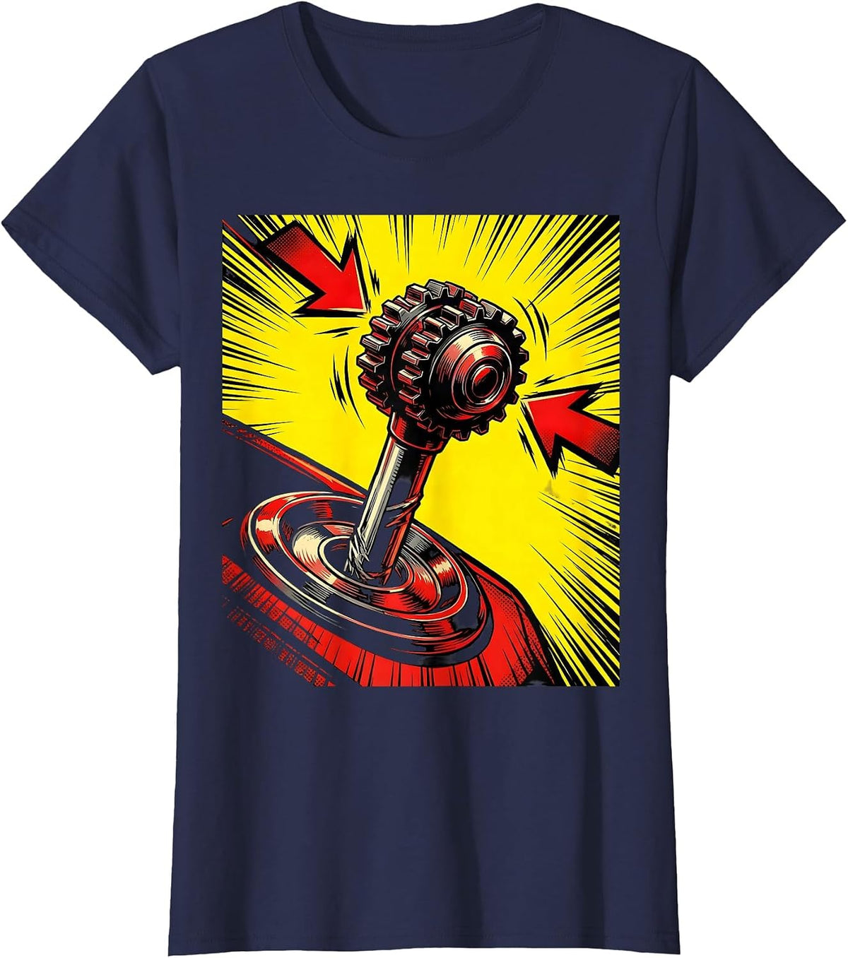 Women's Stuck In Between Funny Gear Shift Graphic T-Shirt - Navy Blue
