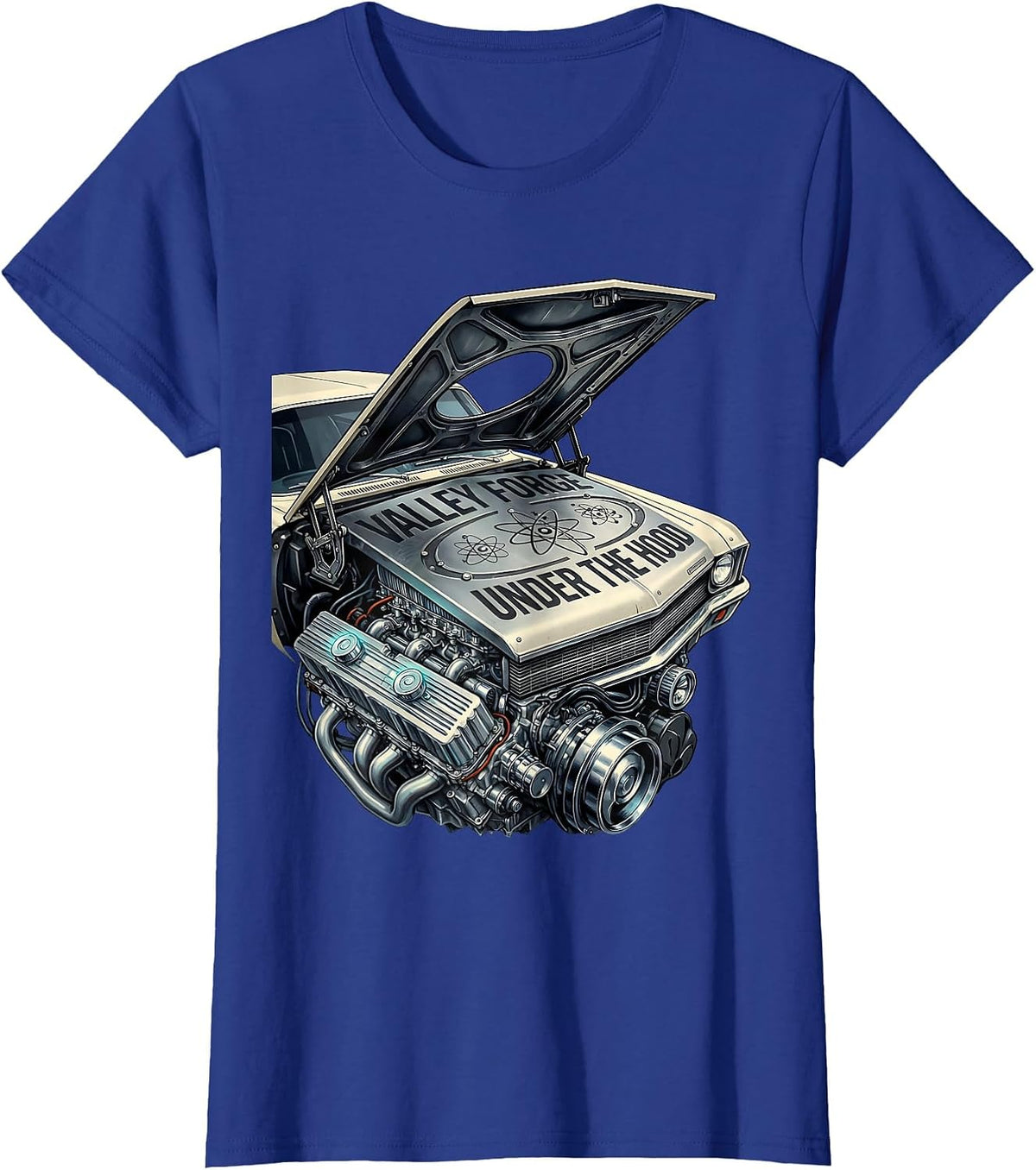Women's Valley Forge Under the Hood Automotive Design T-Shirt - Royal Blue