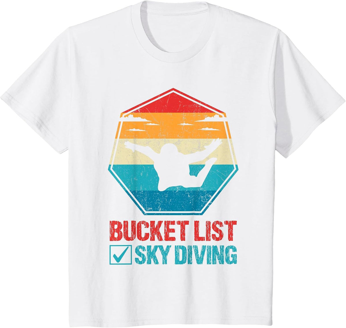 Bucket List Sky Diving Vintage Retro Skydiver T-Shirt - White