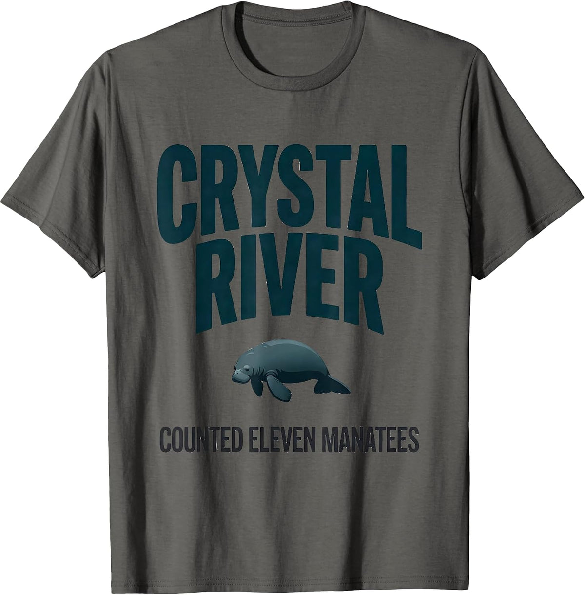 Crystal River Counted Eleven Manatees Funny Manatee Lover T-Shirt - Asphalt Grey