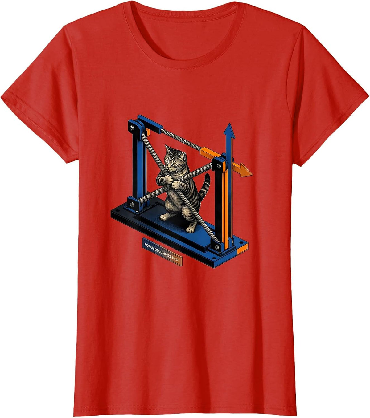 Women's Force Decomposition Funny Cat Physics Humor Design For Cat T-Shirt - Red