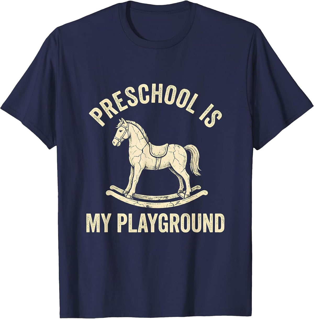 Men's Preschool Is My Playground Teacher Design T-Shirt - Navy Blue