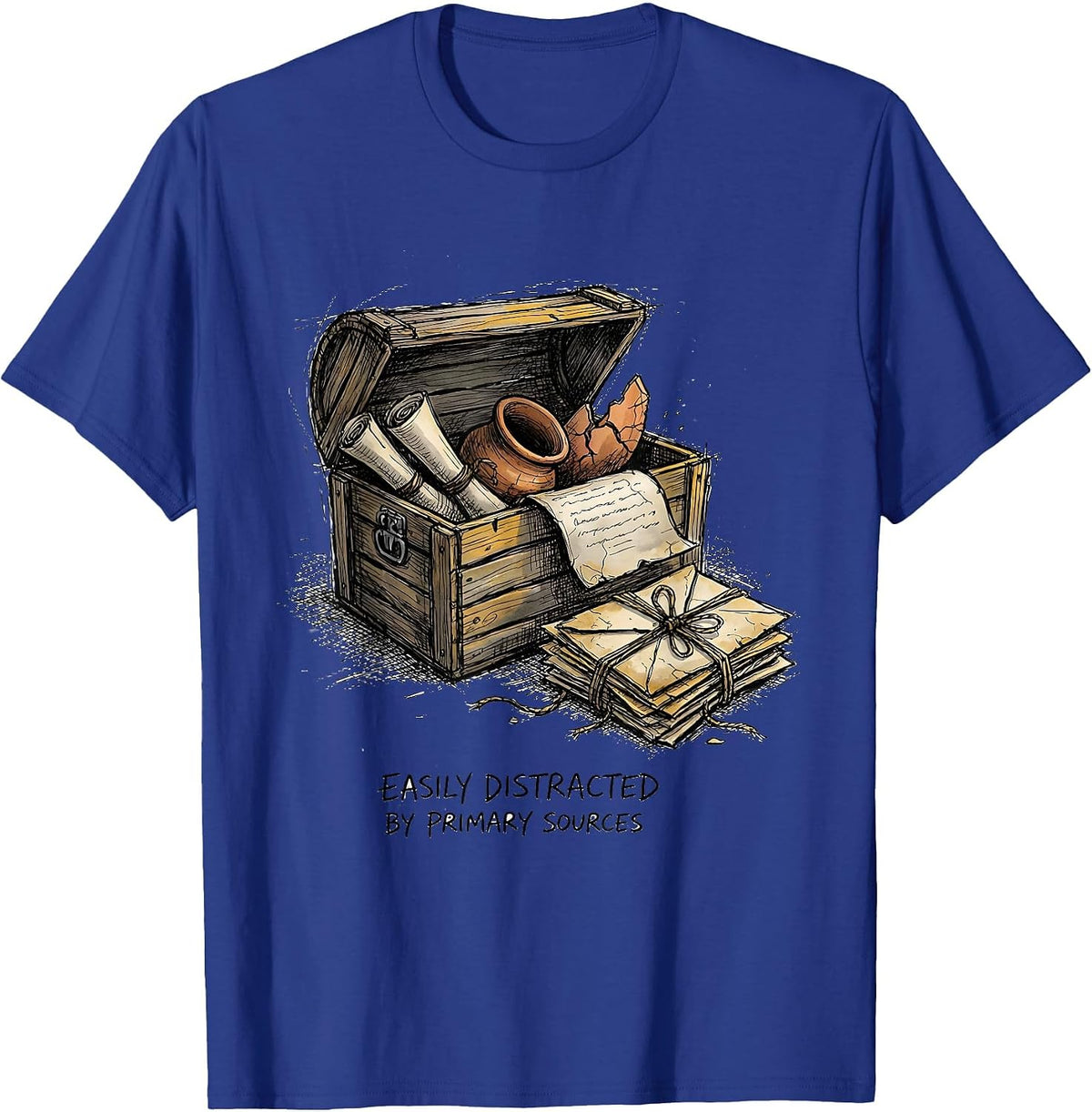 Men's Easily Distracted By Primary Sources Funny History Teacher T-Shirt - Royal Blue