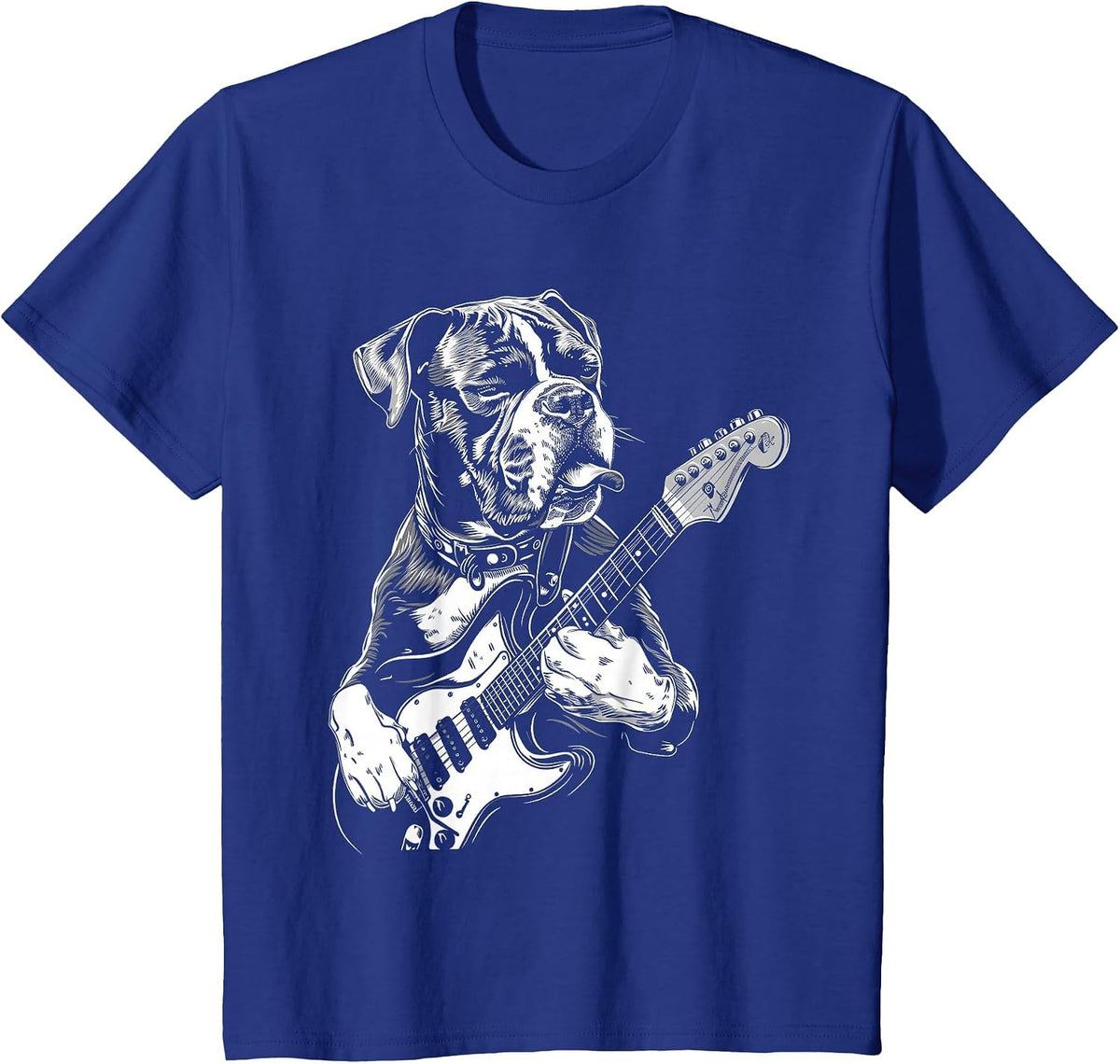 Funny Boxer Dog Playing Electric Guitar Rock Dog Dad T-Shirt - Royal Blue