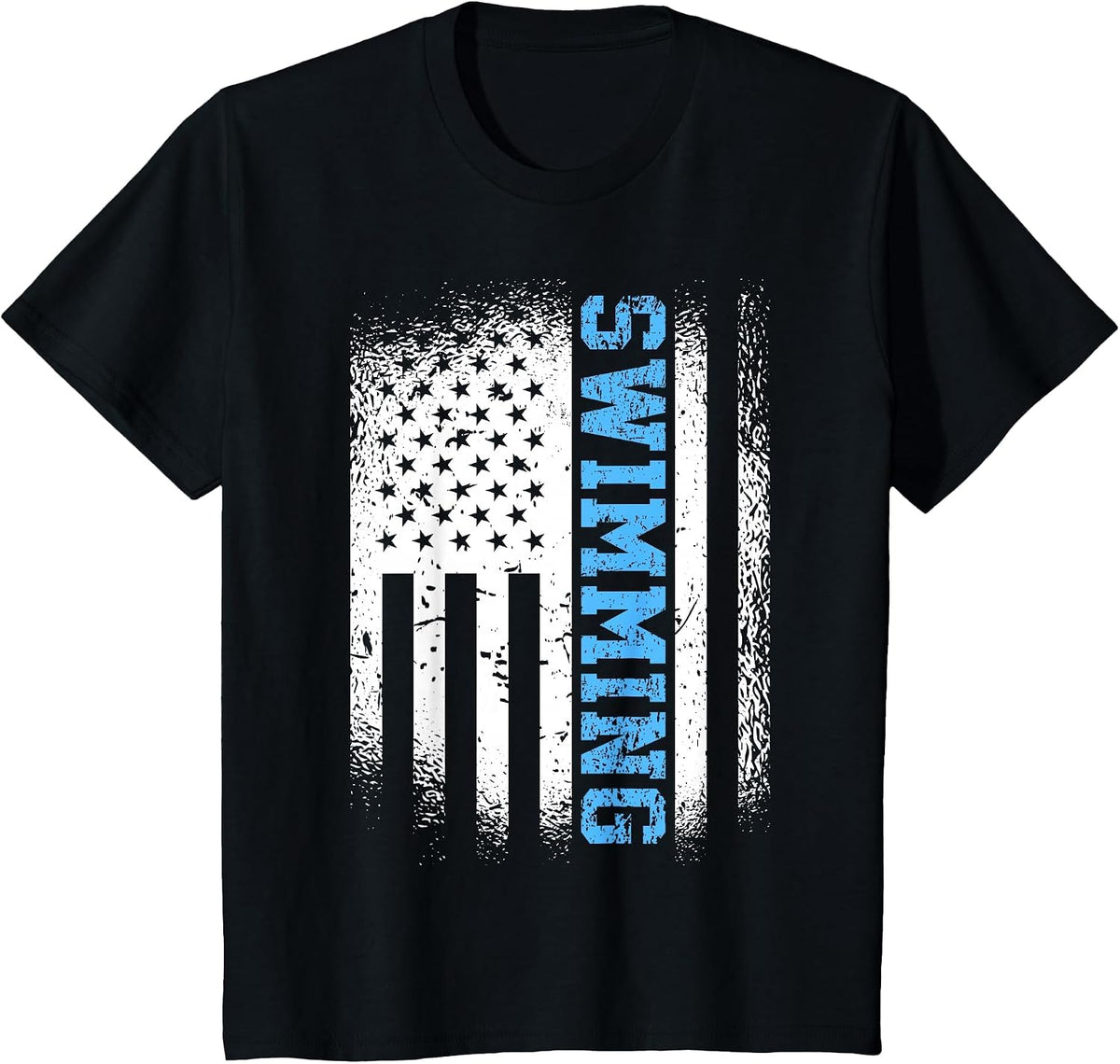 USA Flag Swimming Swim American Swimmer T-Shirt - Black