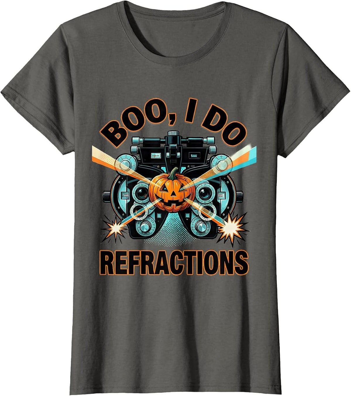 Women's Boo I Do Refractions Pop Art Optometrist Halloween Eye T-Shirt - Asphalt Grey