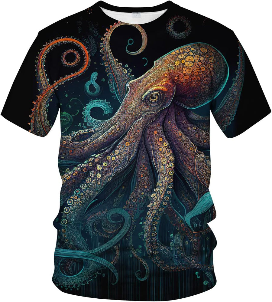 Singular Ocean Giant Octopus Shirt Retro Funny Jellyfish Creature T-Shirt - Multicolor