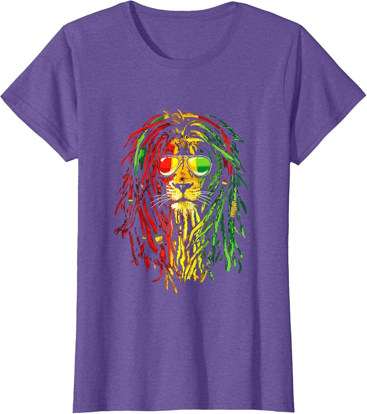 Reggae Music Lovers Tshirt, Jamaican Royal Lion t-Shirt T-Shirt - Purple Heather