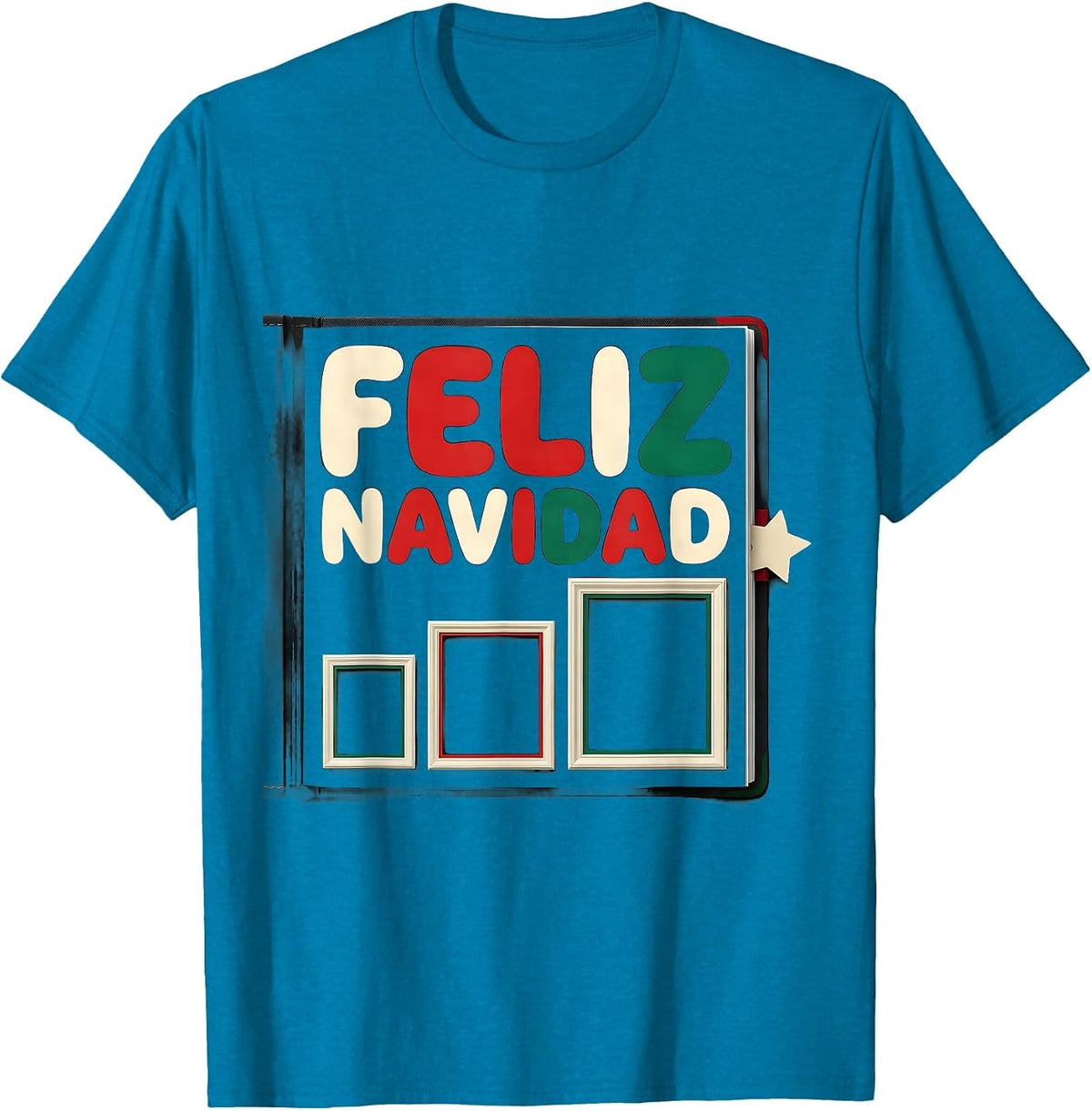 Feliz Navidad Spanish Mexican Family Christmas Matching T-Shirt - Sapphire Blue