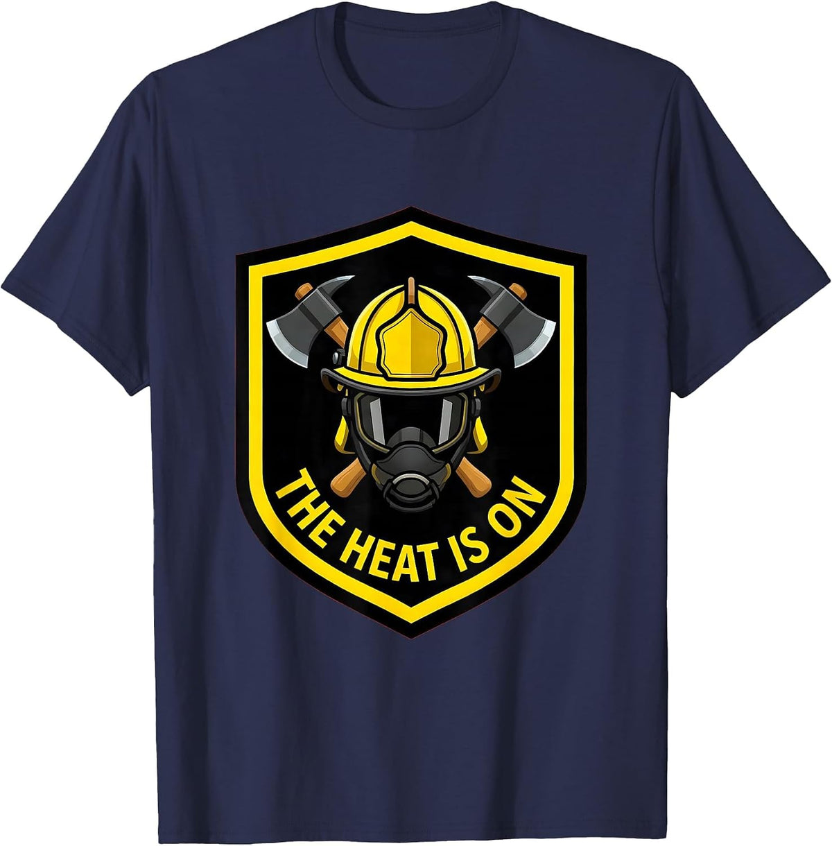 Men's The Heat Is On Firefighter Graphic Design T-Shirt - Navy Blue