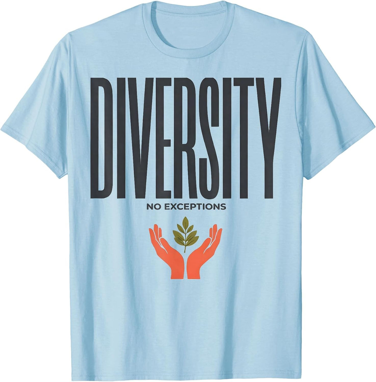 Men's Diversity No Exceptions Inclusive Values Human Rights T-Shirt - Baby Blue