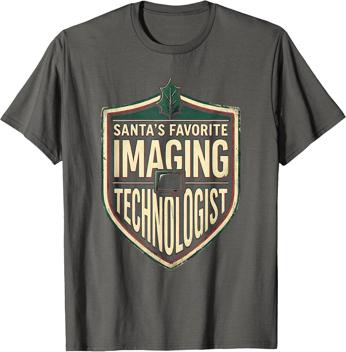 Men's Santa's Favorite Imaging Technologist Vintage Medical Tech T-Shirt - Asphalt Grey