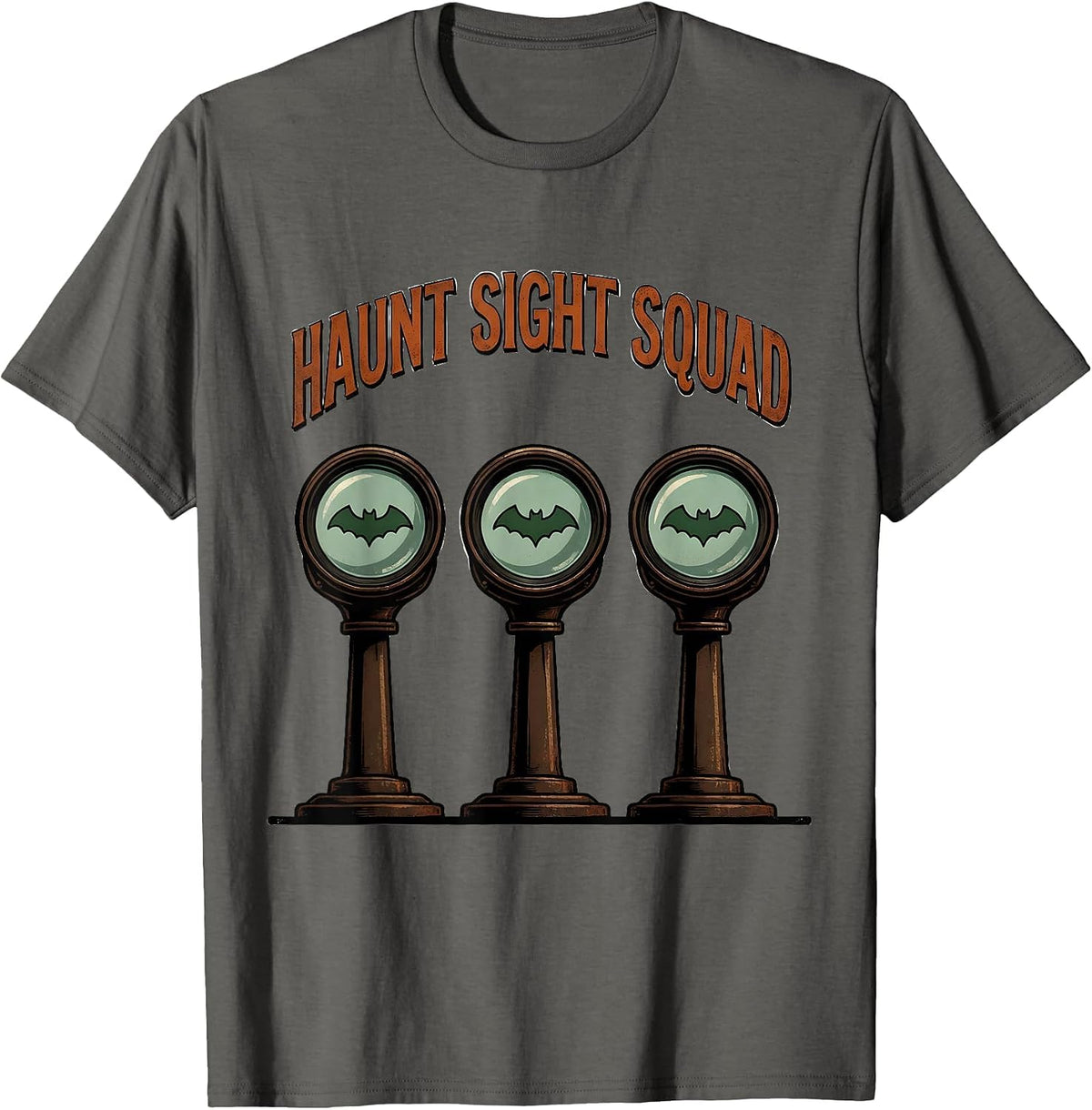 Men's Haunt Sight Squad Vintage Halloween Optometrist Eye Doctor T-Shirt - Asphalt Grey