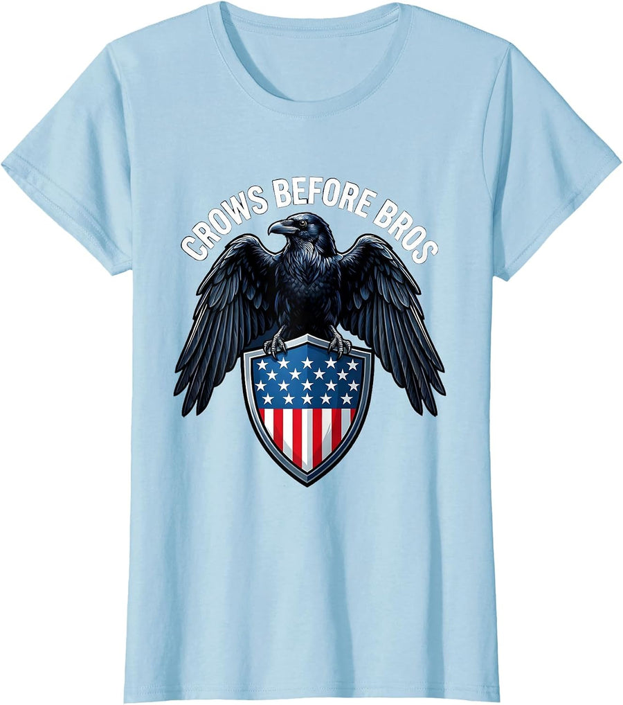 Women's Crows Before Bros Funny Crow Loyalty Design T-Shirt - Baby Blue