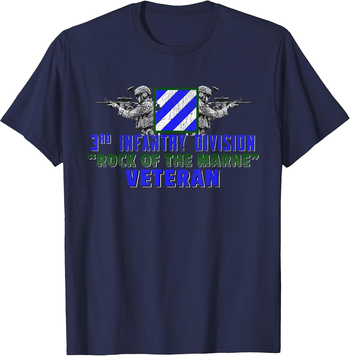 3rd Infantry Division 3ID Rock of the Marne Fort Stewart T-Shirt - Navy Blue