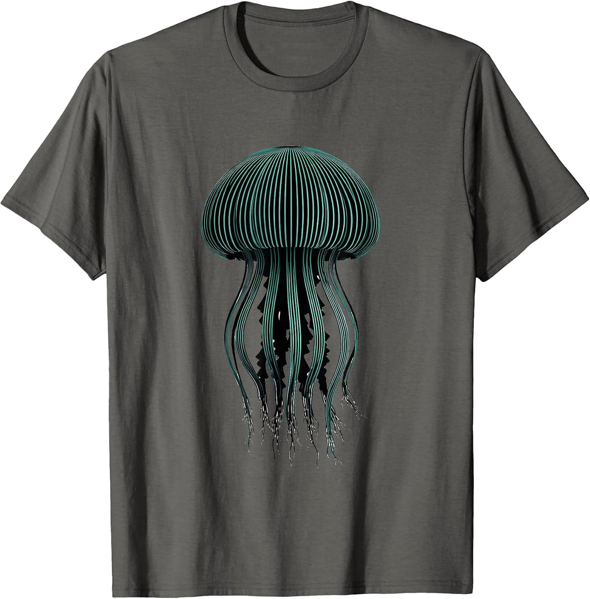 Jellyfish Bell Cute Kawaii Sea Creature Illustration T-Shirt - Asphalt Grey