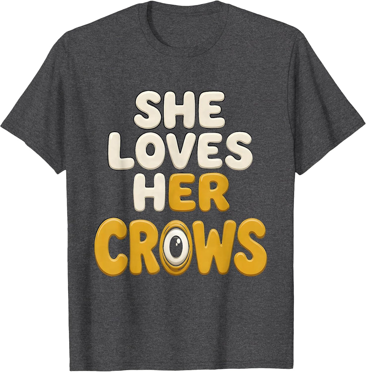 She Loves Her Crows Bird Lover Design T-Shirt - Dark Heather Grey