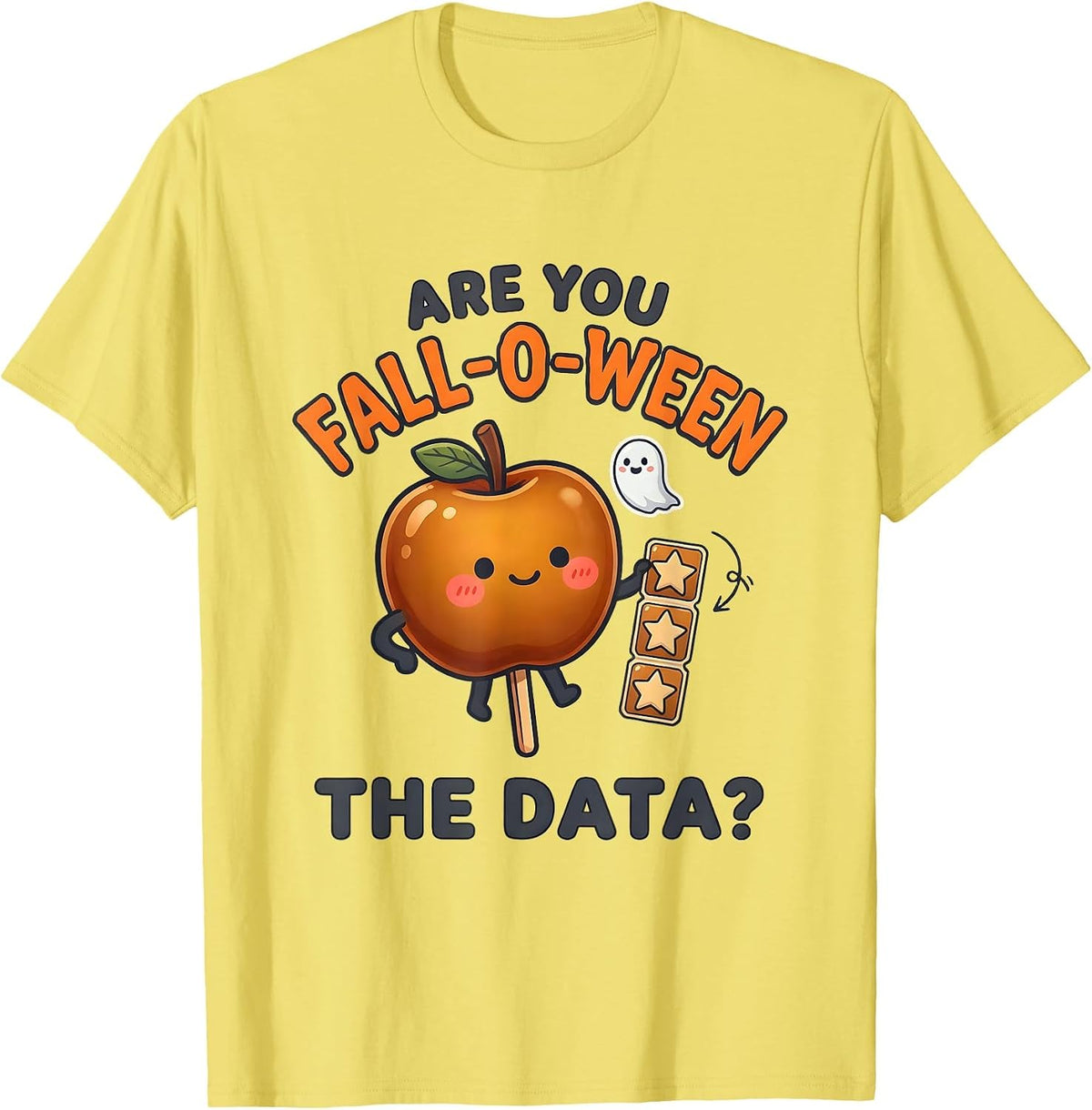 Men's Are You Fall-O-Ween The Data Kawaii Teacher Halloween T-Shirt - Lemon Yellow