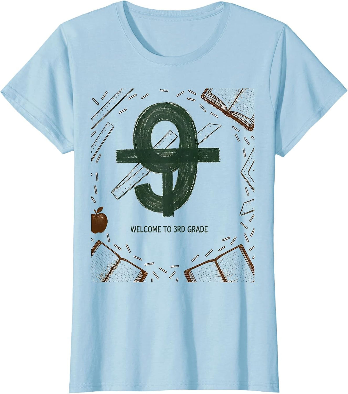 √9 Welcome To 3rd Grade Math Milestone Birthday Gift T-Shirt - Baby Blue