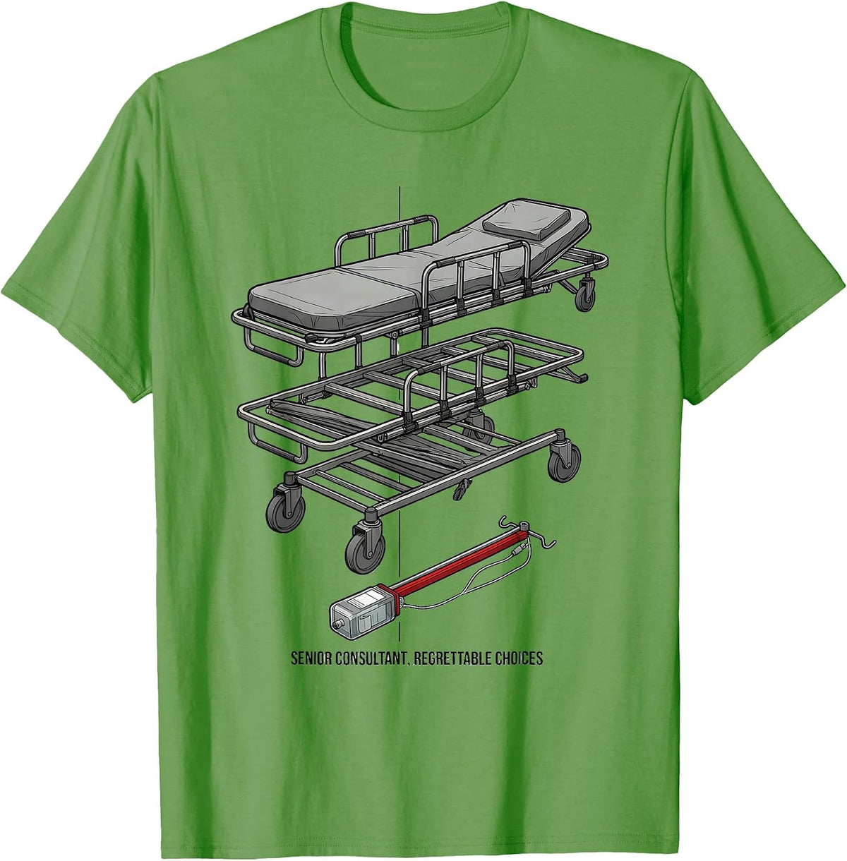 Men's Senior Consultant Regrettable Choices Funny EMT Paramedic T-Shirt - Grass Green
