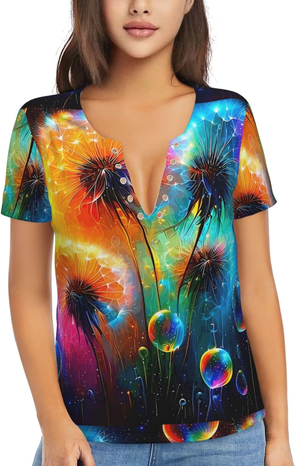 T Shirts for Women Short Sleeve Crewneck Tops Summer Basic Tee - A02