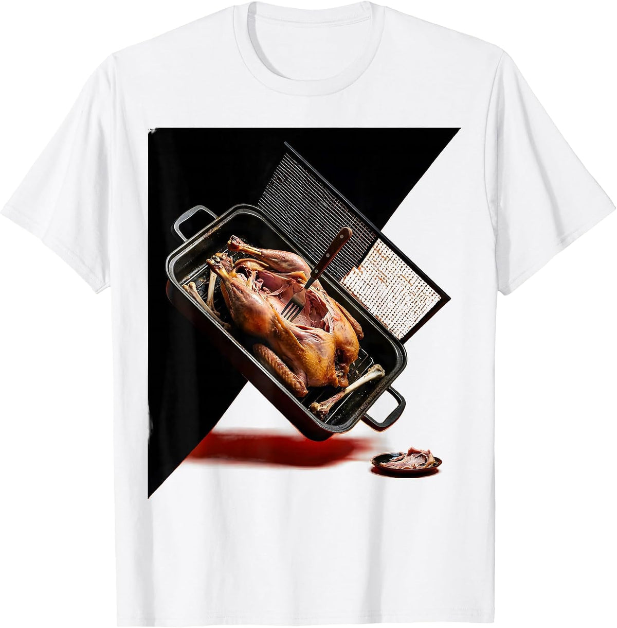 Men's Roasting Pan Turkey Carcass Funny Thanksgiving Group T-Shirt - White