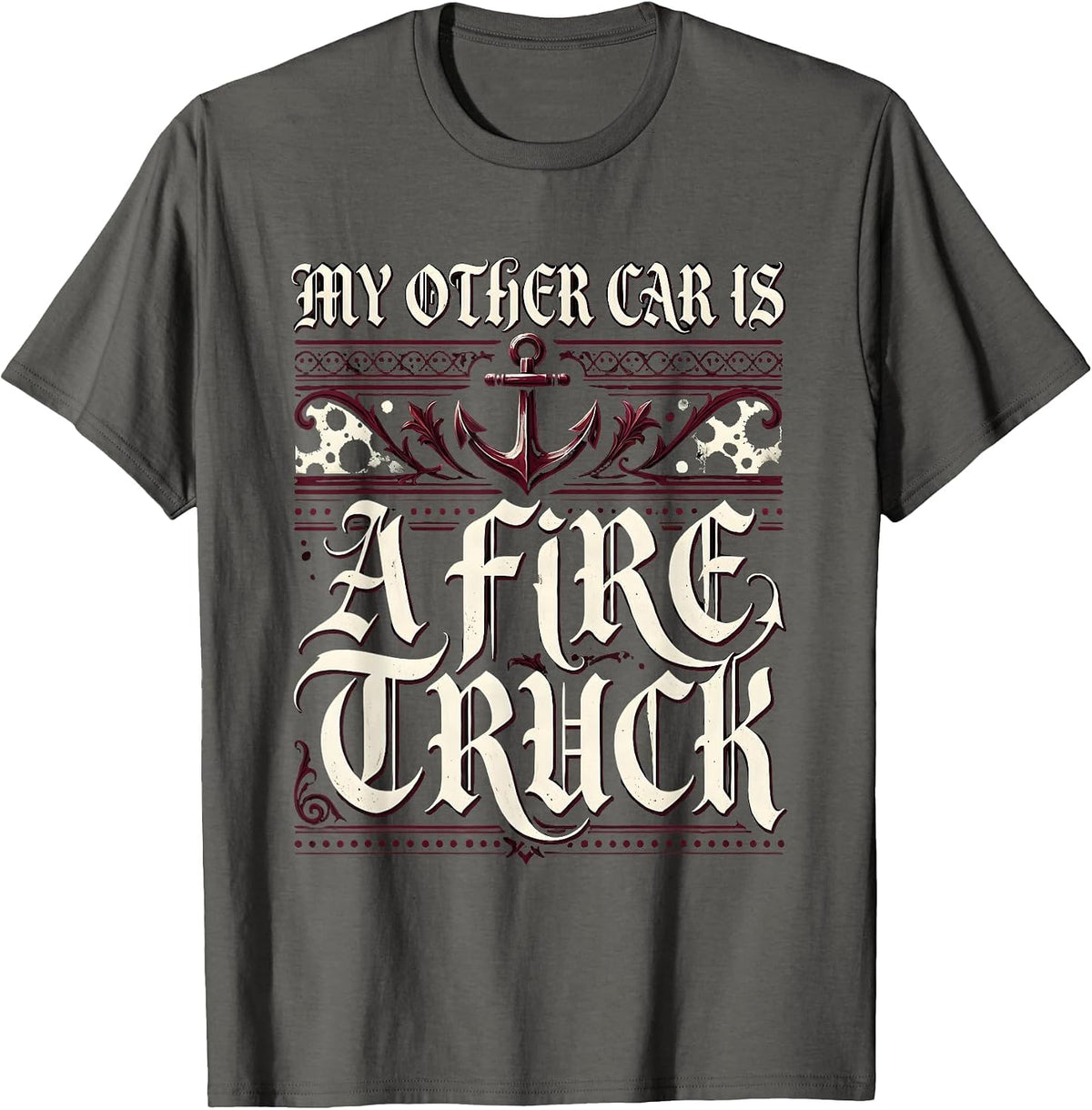 My Other Car Is A Fire Truck Dalmatian Design T-Shirt - Asphalt Grey