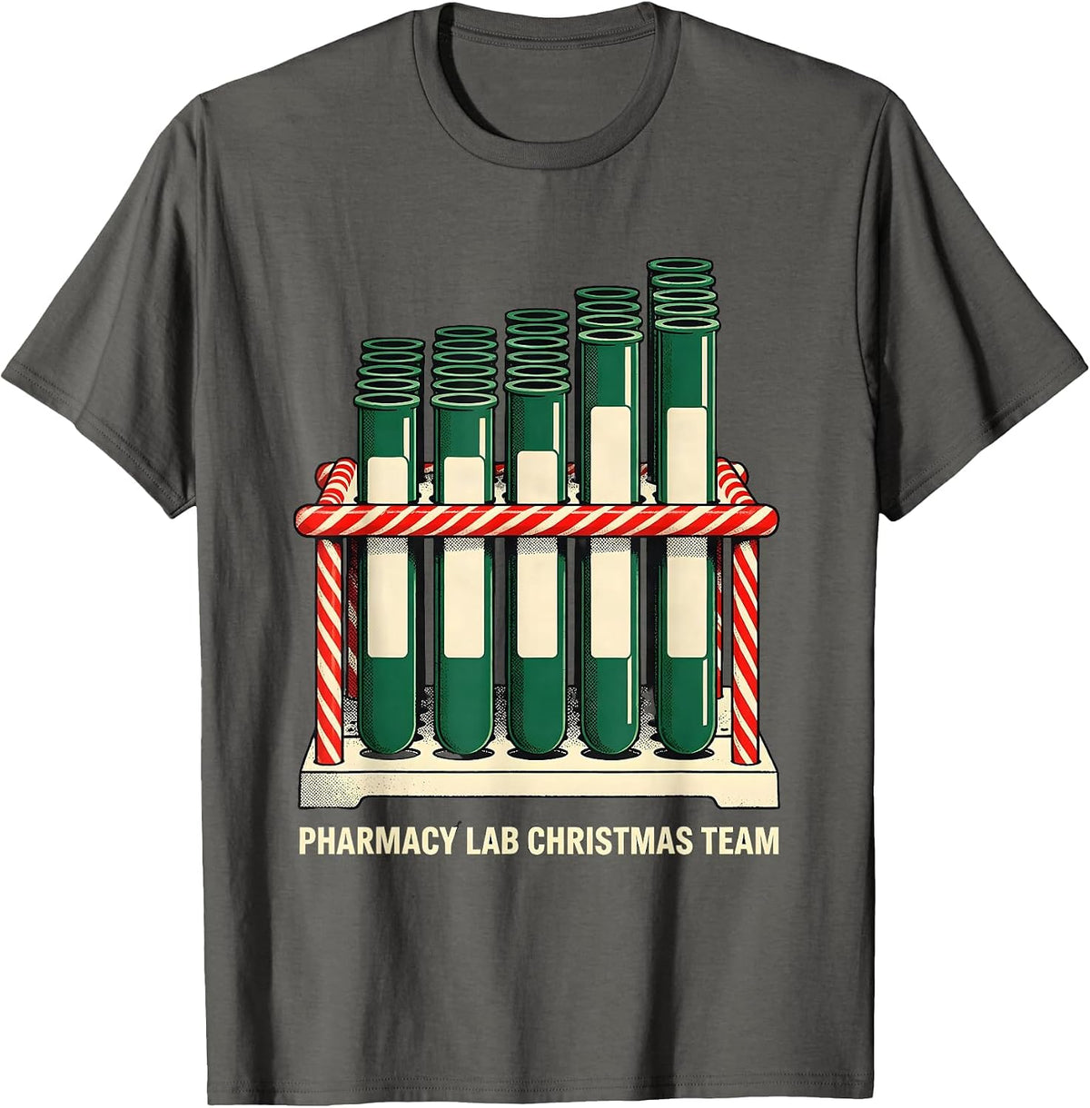 Men's Pharmacy Lab Christmas Team Funny Pharmacy Tech Squad T-Shirt - Asphalt Grey