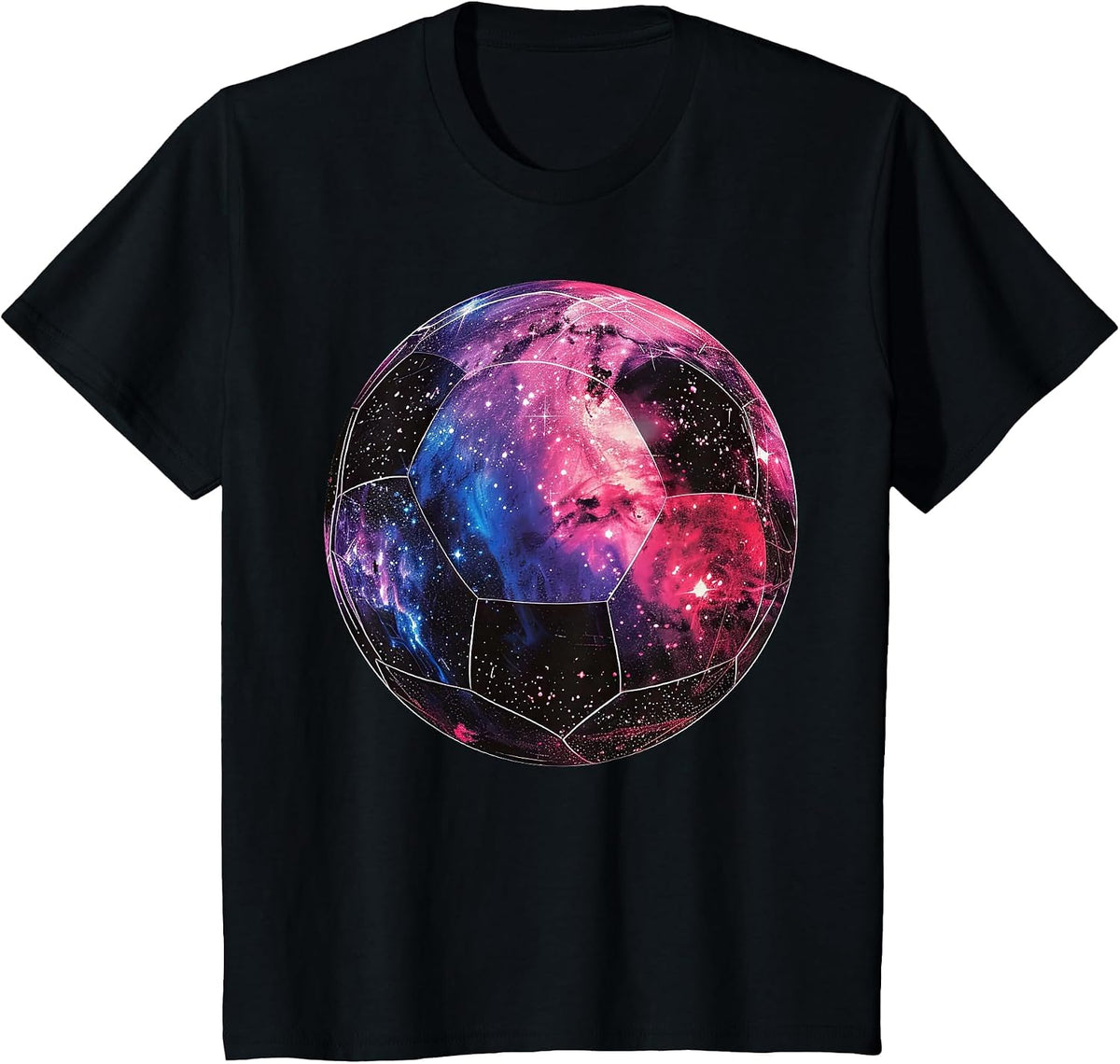 Space Galaxy Soccer Ball Cosmic Milky Way Nebula Stars T-Shirt - Black