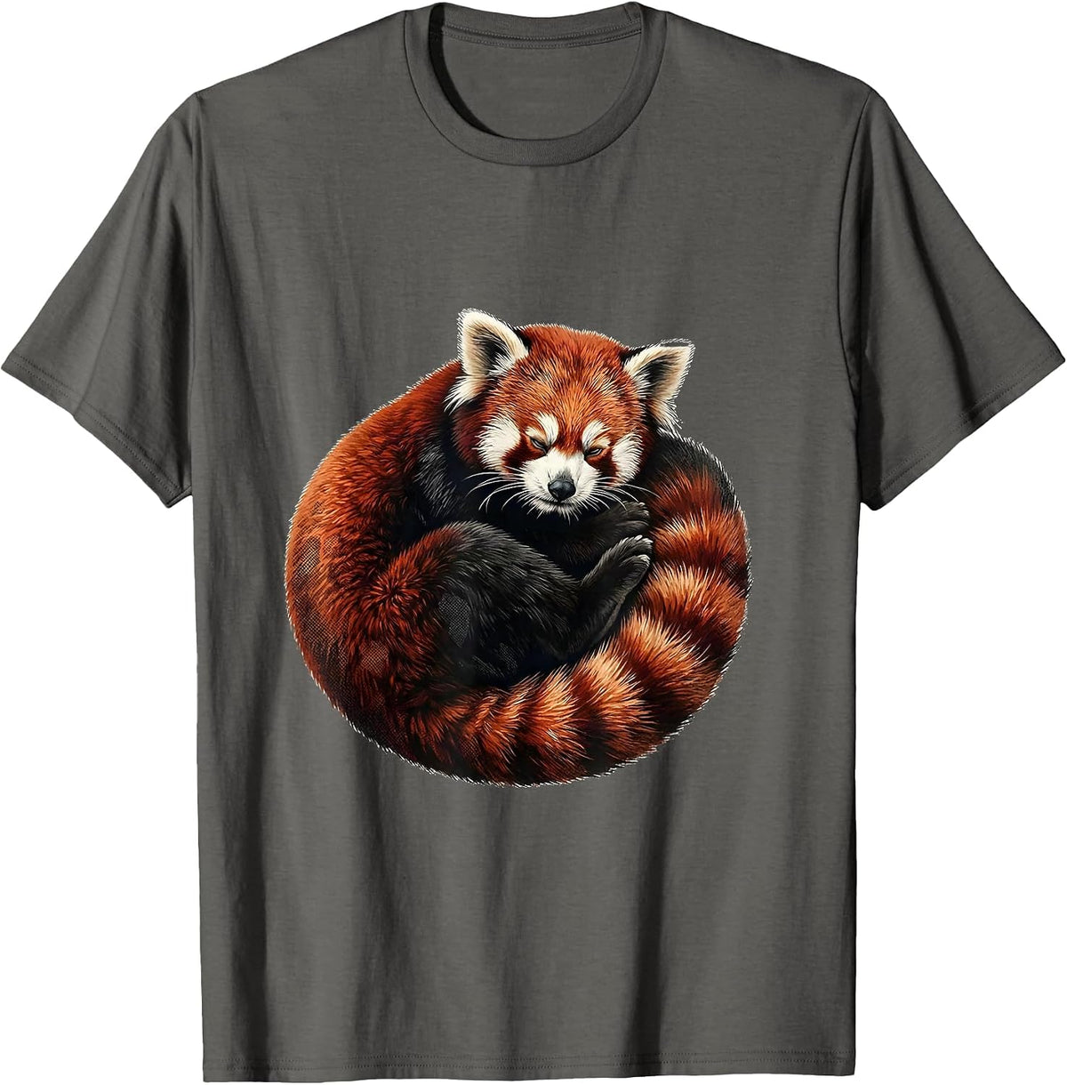 Red Panda Curling Funny Animal Lover Humor T-Shirt - Asphalt Grey