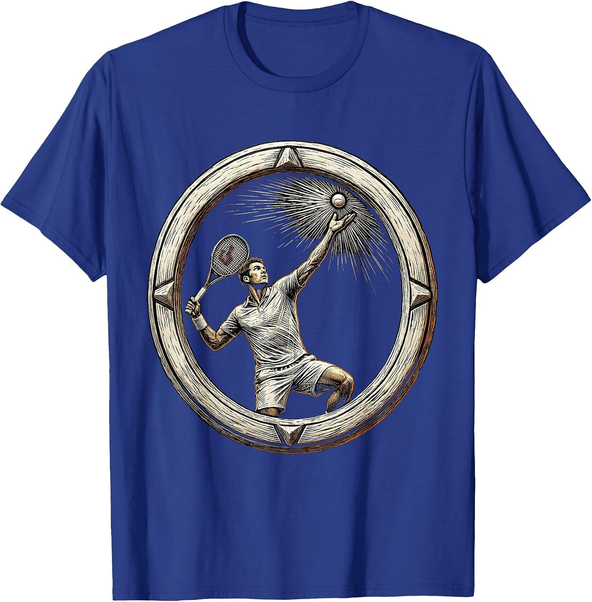 Tennis Serve Toss Graphic Design T-Shirt - Royal Blue