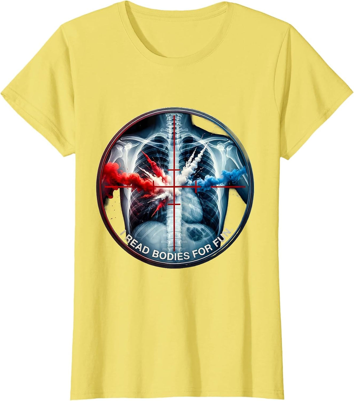 Women's I Read Bodies For Fun Radiology Design T-Shirt - Lemon Yellow