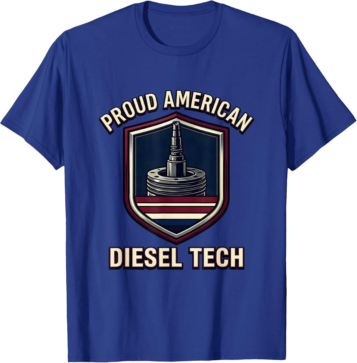 Men's Proud American Diesel Tech Patriotic Oilfield Worker Diesel T-Shirt - Royal Blue