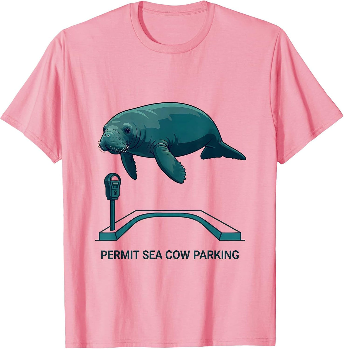 Men's Permit Sea Cow Parking Funny Manatee Wildlife Lover Gift T-Shirt - Pink
