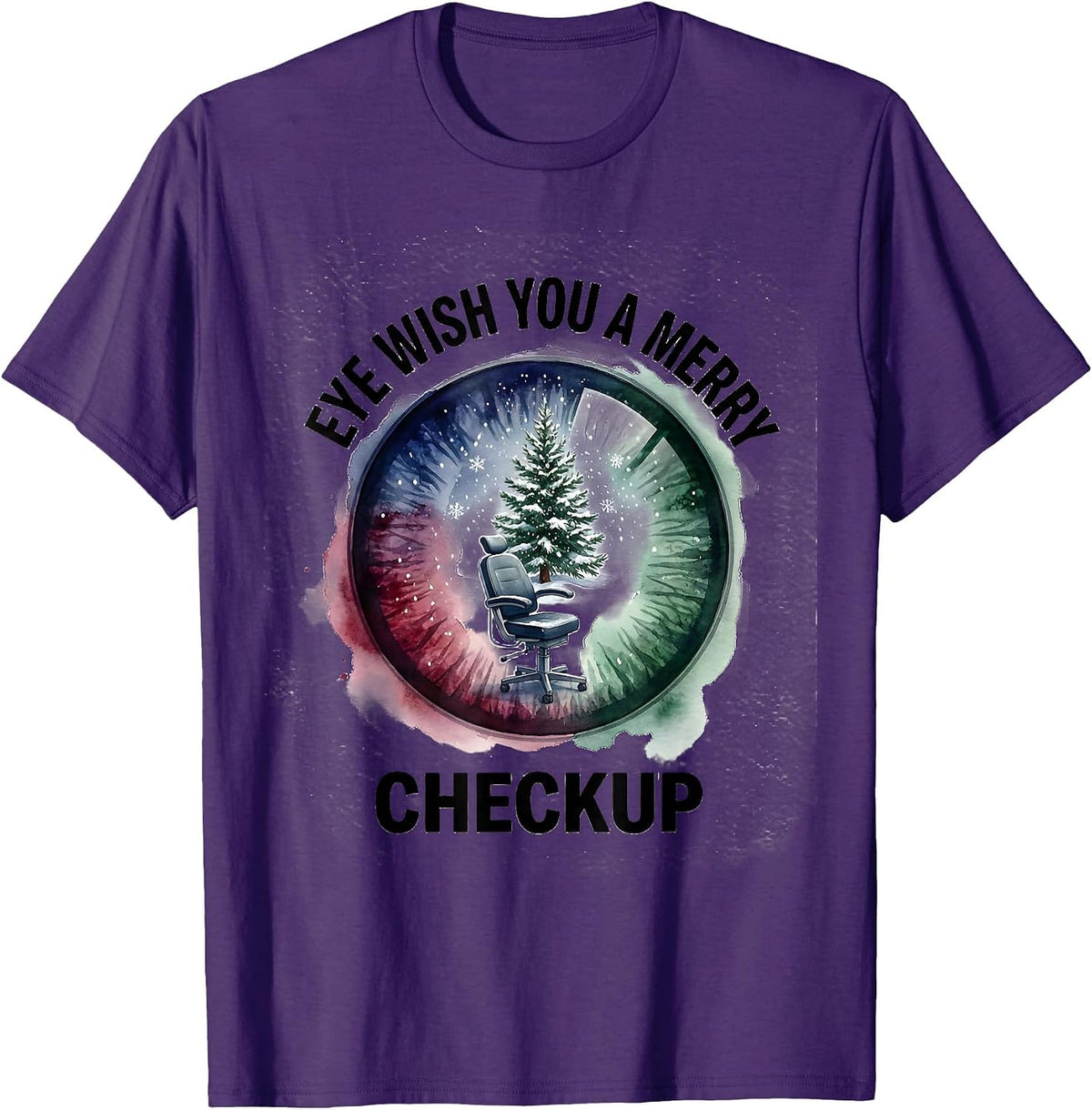 Eye Wish You A Merry Checkup Funny Optometrist Christmas T-Shirt - Purple