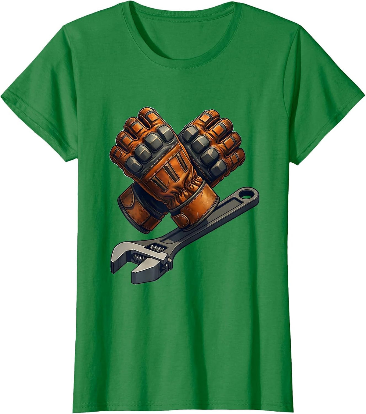 Women's Pit Crew Racing Gloves and Lug Wrench Graphic T-Shirt - Kelly Green