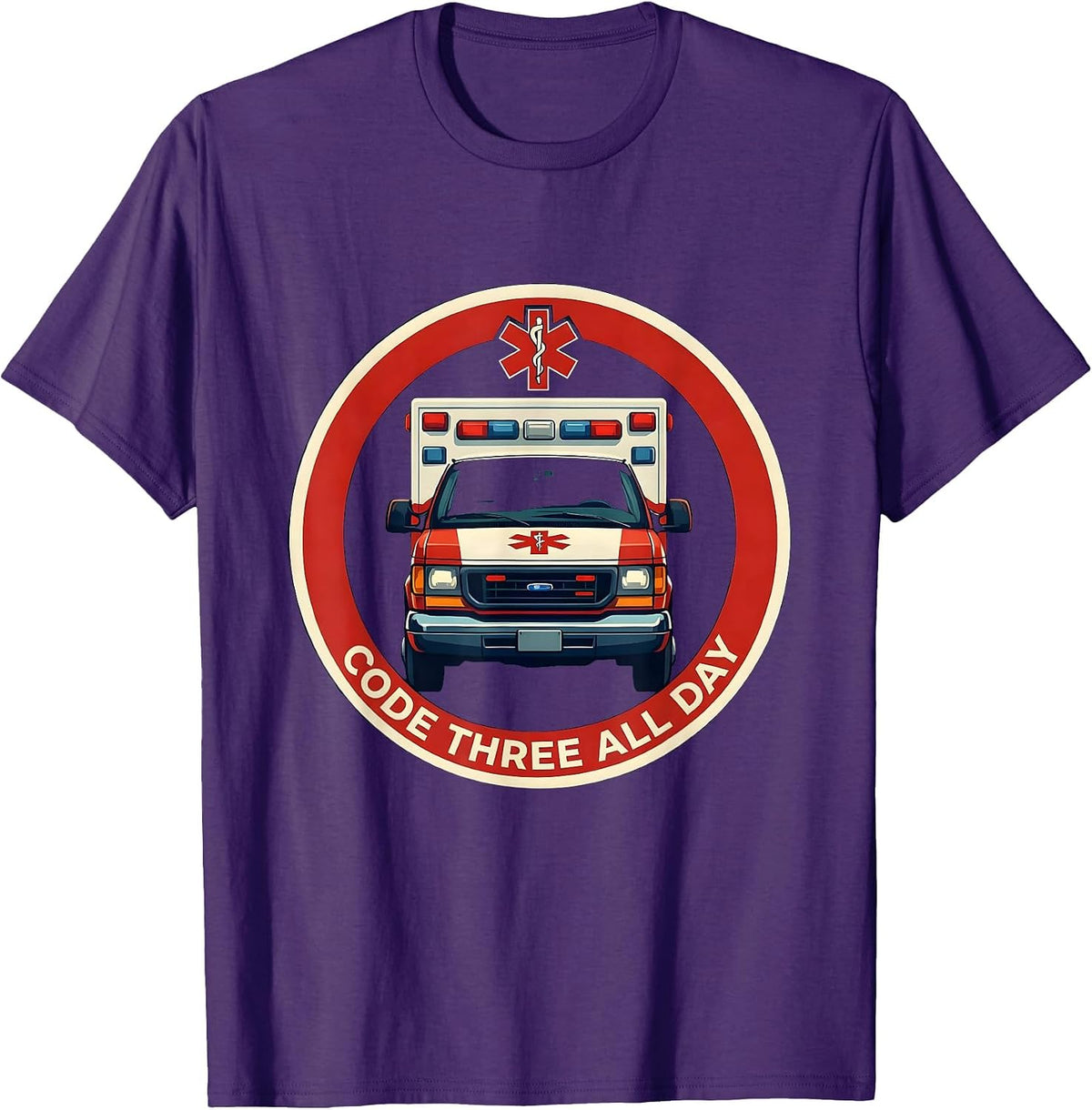 Men's Code Three All Day EMT First Responder Design T-Shirt - Purple