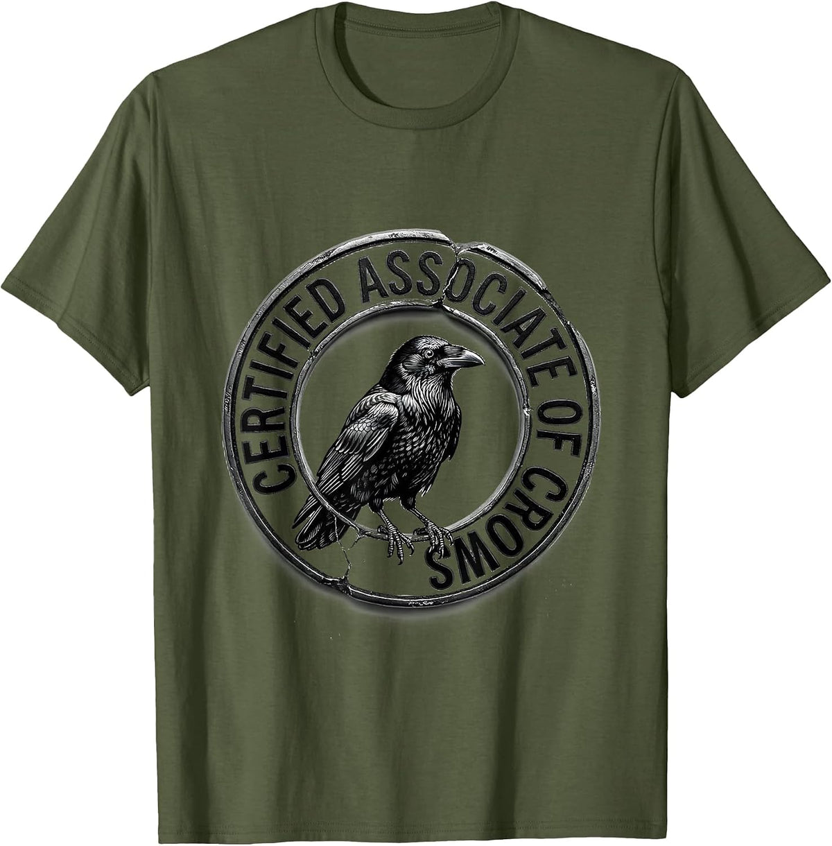 Men's Certified Associate Of Crows Dark Humor Gothic Bird Lover T-Shirt - Olive Green