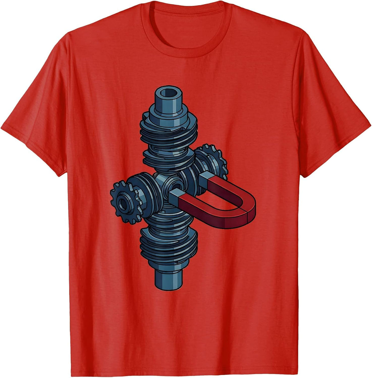 Men's Valley Forge Automotive Crankshaft Magnet Graphic T-Shirt - Red