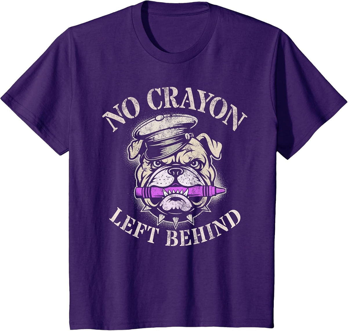 Funny NO Crayon Left Behind Officer School Military Corps T-Shirt - Purple