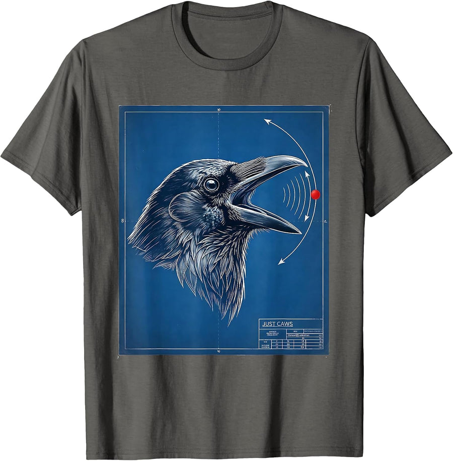 Just Caws Dark Humor Crow Raven Bird Lover Gothic T-Shirt - Asphalt Grey