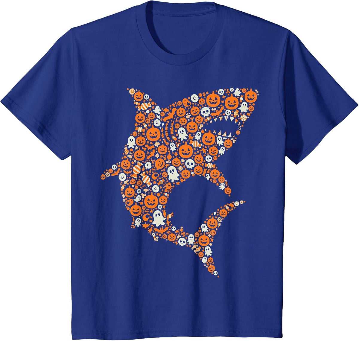 Halloween Sharks Lover Pumpkin Ghost Shark T-Shirt - Royal Blue