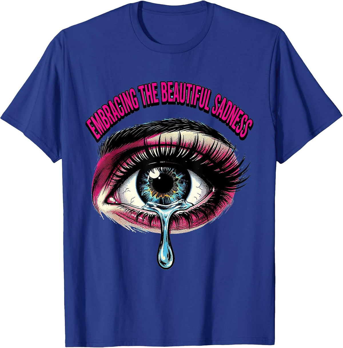 Embracing the Beautiful Sadness Emo Design T-Shirt - Royal Blue