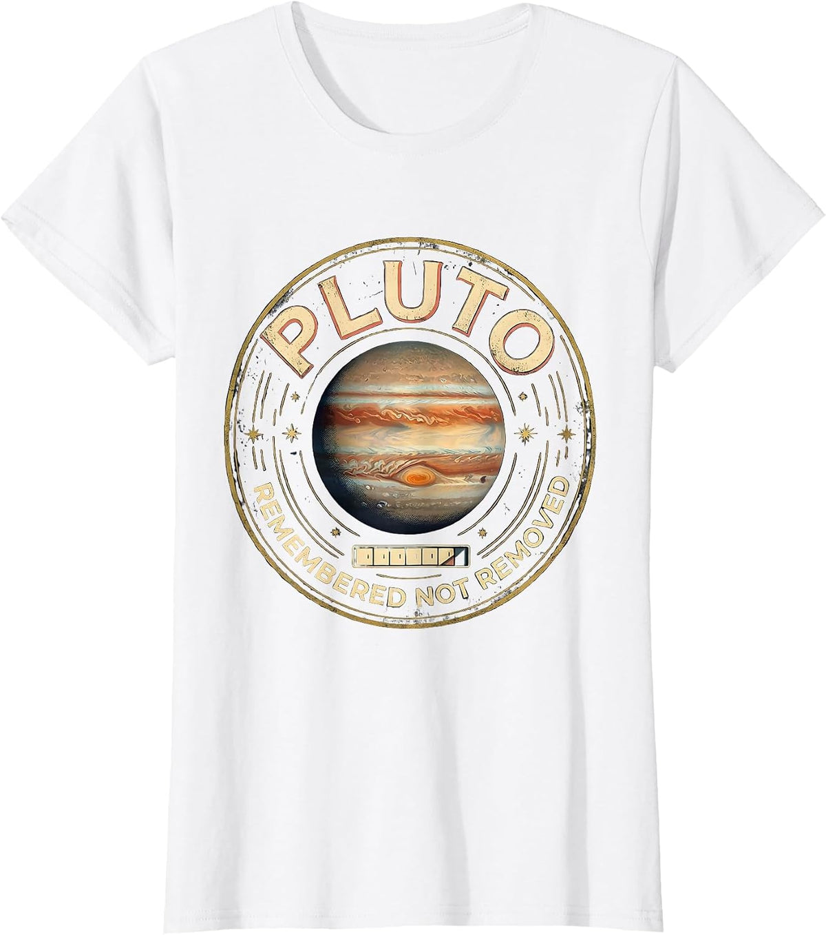 Women's Pluto, Remembered, Not Removed Vintage Funny Astronomy T-Shirt - White