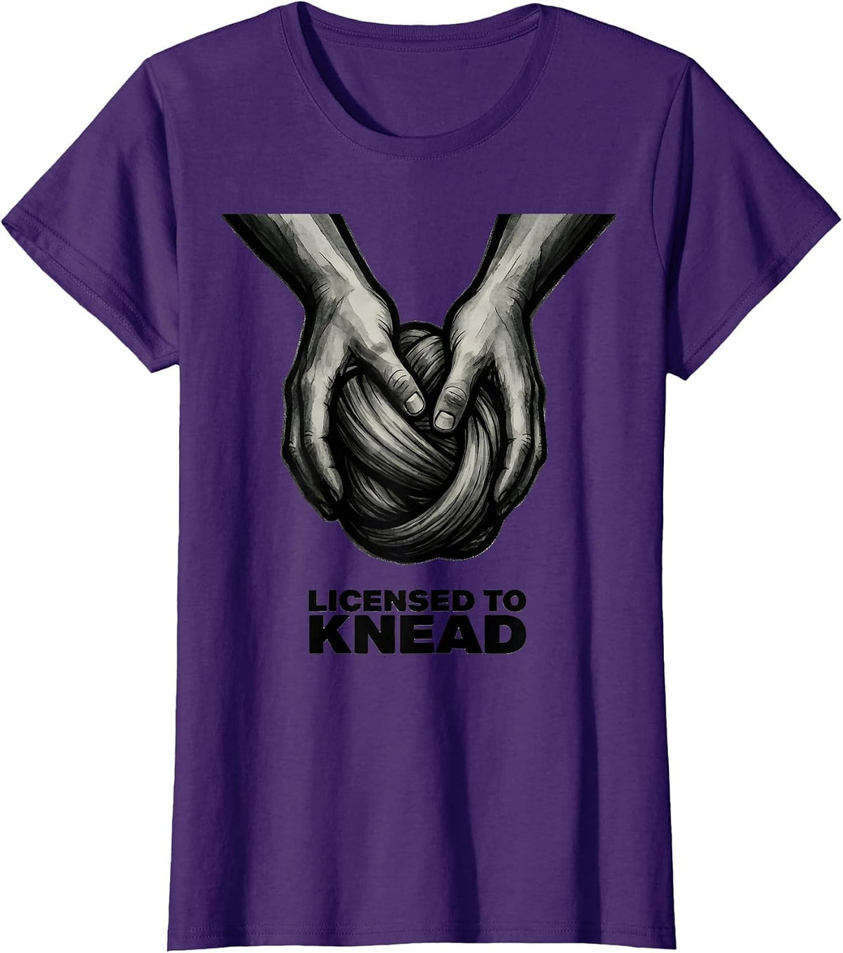 Women's Licensed To Knead Funny Massage Therapist Occupational Pun T-Shirt - Purple