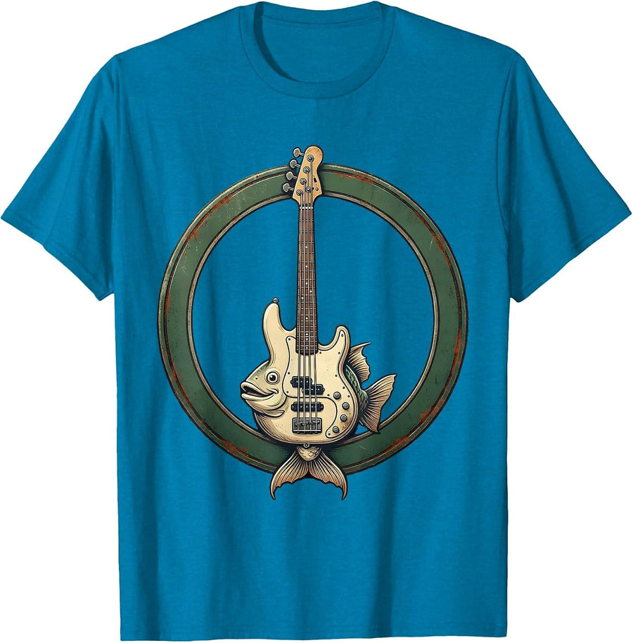 Bass Fish Vintage Musician Humor Guitarist Gift T-Shirt - Sapphire Blue