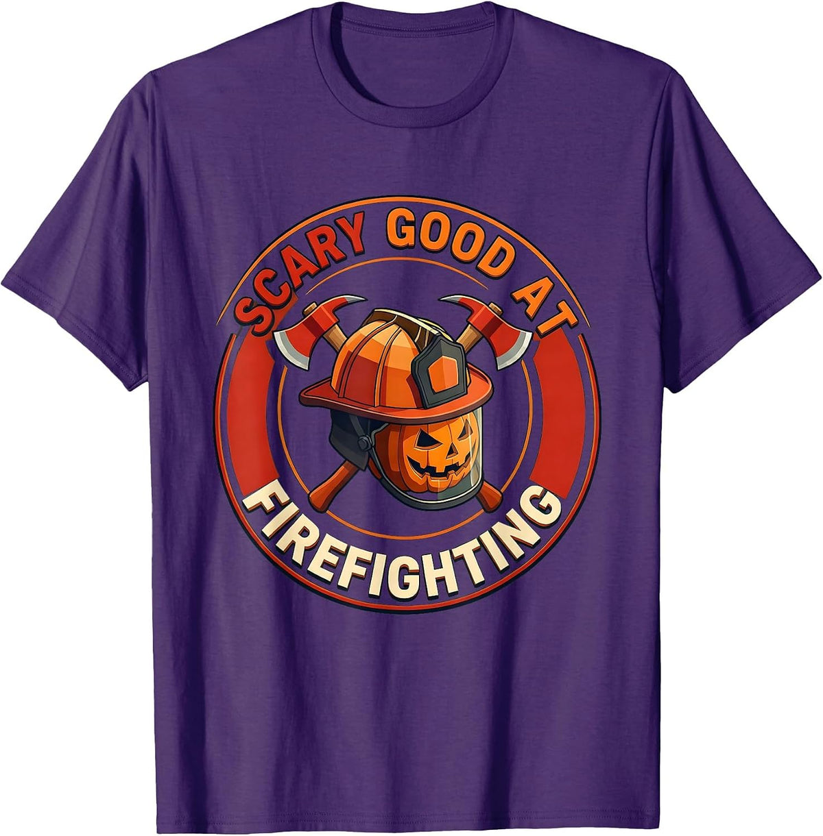 Scary Good At Firefighting Halloween Design T-Shirt - Purple